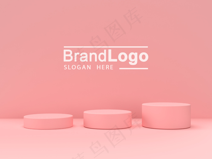 粉红色粉彩产品站在背景上。抽象最小几何概念。三维渲染psd模版下载