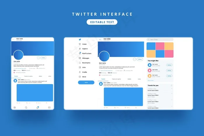 Twitter接口模板eps,ai矢量模版下载