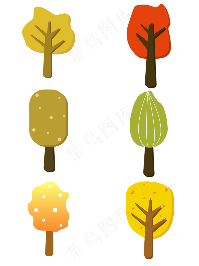 秋天卡通剪纸微立体秋树矢量素材