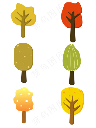 秋天卡通剪纸微立体秋树矢量素材