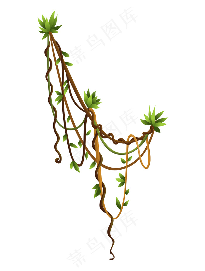 藤本植物或丛林野生藤蔓缠绕的树枝eps,ai矢量模版下载