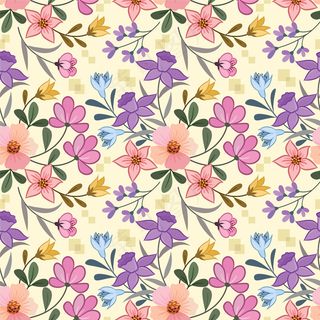 彩色花朵织物壁纸的无缝图案。