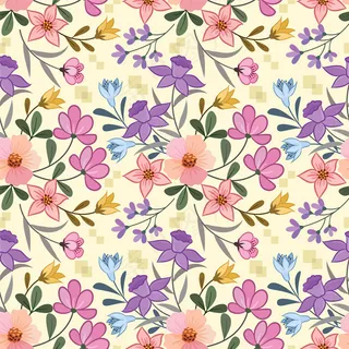彩色花朵织物壁纸的无缝图案。