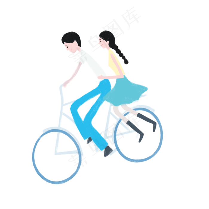 骑自行车的情侣图案元素