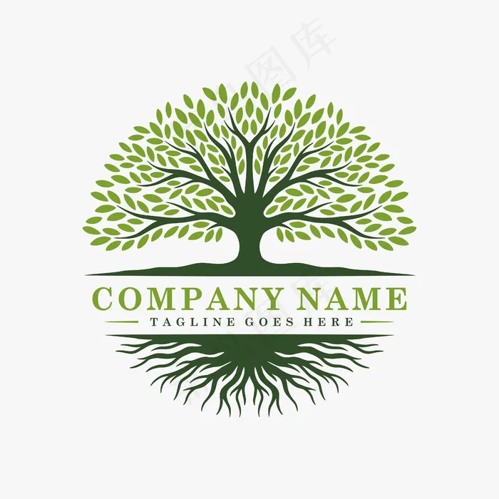 抽象树形标志与树根设计eps,ai矢量模版下载