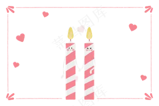 七夕浪漫情人节蜡烛边框素材