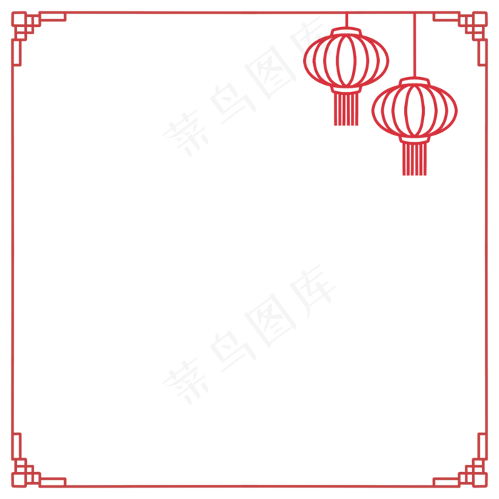 新年红色中式边框(2000X2000(DPI:300))psd模版下载