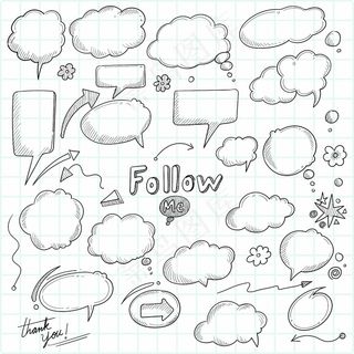 美丽的手绘草图语音气泡集设计