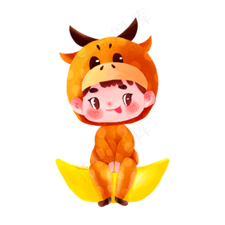 牛年萌牛头套福娃