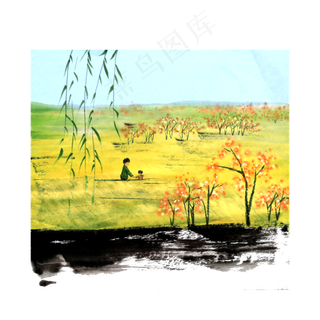 节气清明春游踏青原野春色PNG清明,免抠元素