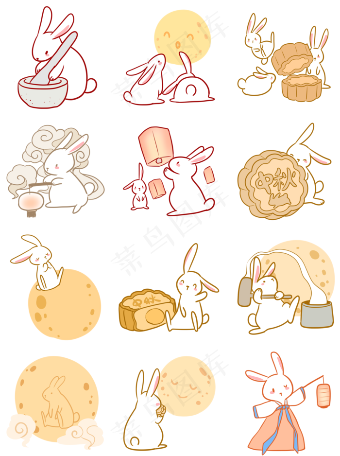 中秋可爱玉兔系列(2000X2680(DPI:300))psd模版下载