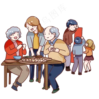 手绘卡通立冬吃饺子