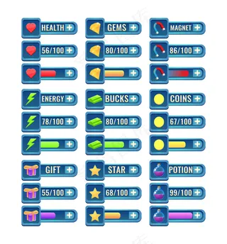 大套rpg游戏ui幻想进度条和附加面板