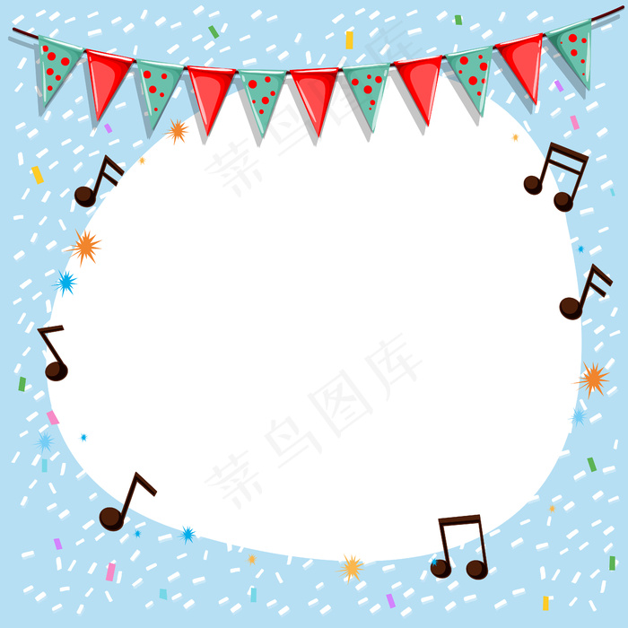 带音符和旗帜banner的边框模板