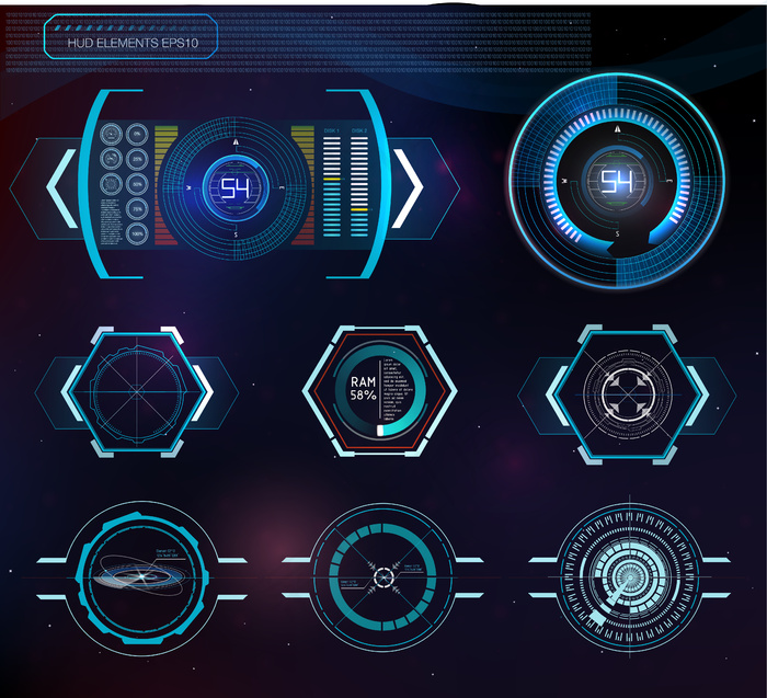 具有不同hud元素的抽象背景。hud元素。