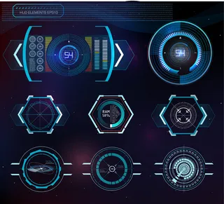 具有不同hud元素的抽象背景。hud元素。
