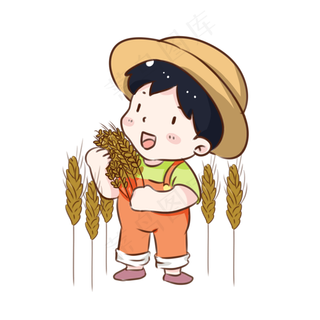 手绘卡通秋收