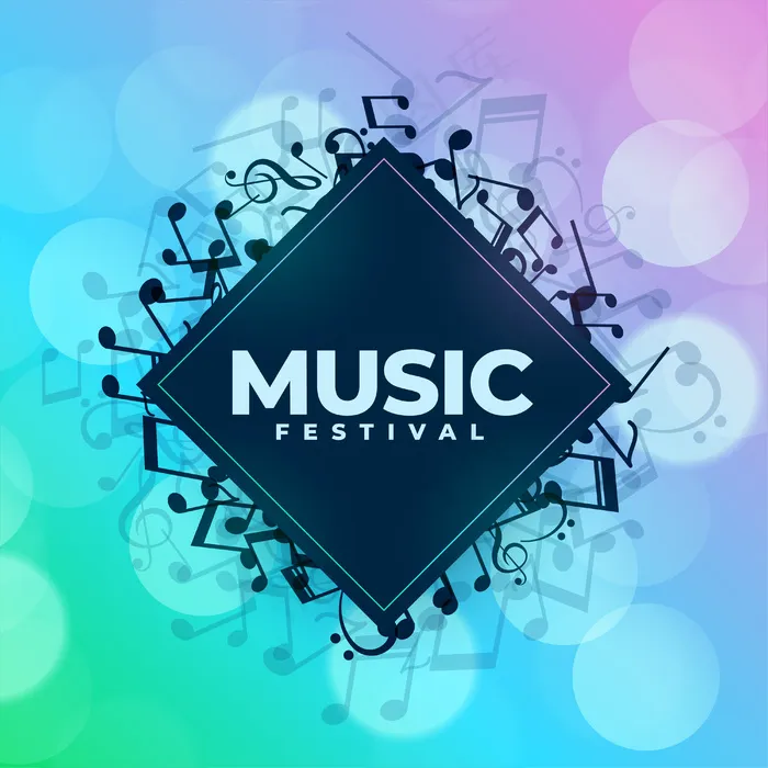 音乐节背景与音符框架eps,ai矢量模版下载