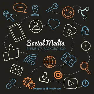 平面风格的社交媒体元素