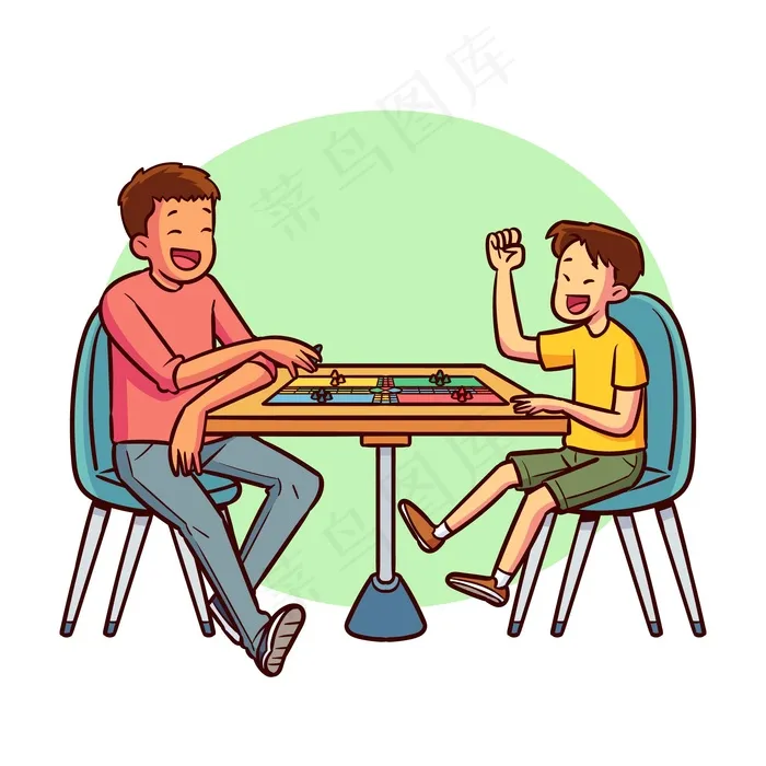 朋友们在桌边玩ludo游戏eps,ai矢量模版下载