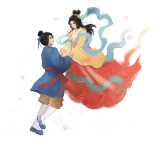 古风七夕牛郎织女情侣