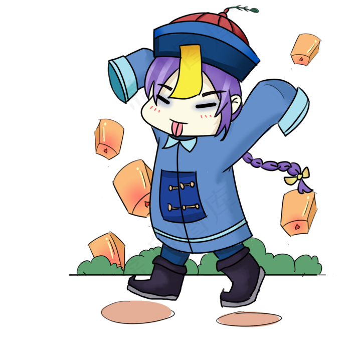 手绘中元节鬼节僵尸插画