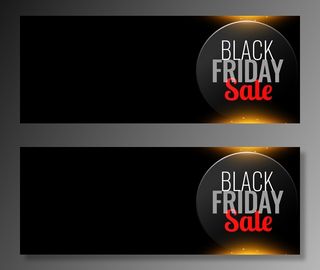 黑色背景上的黑色星期五销售网页横幅banner