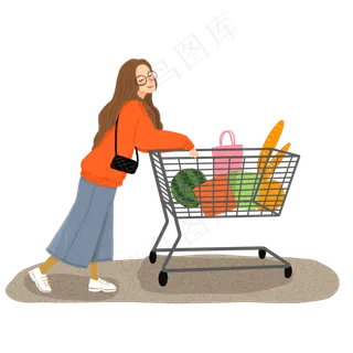 开心超市购物女孩
