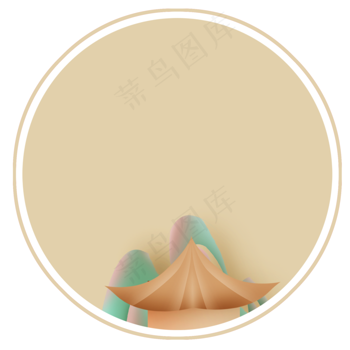 中国风房子山峰文字框(2000X2000(DPI:299))psd模版下载