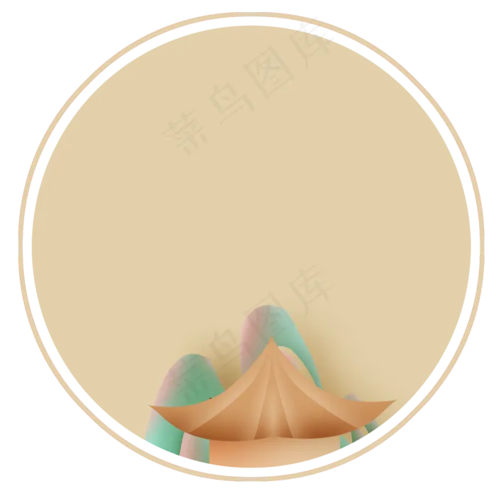 中国风房子山峰文字框(2000X2000(DPI:299))psd模版下载