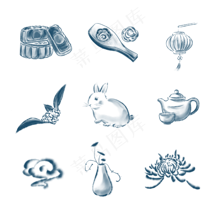 水墨中秋节图标