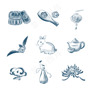 水墨中秋节图标