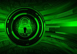 数字背景上的封闭式挂锁，网络安全