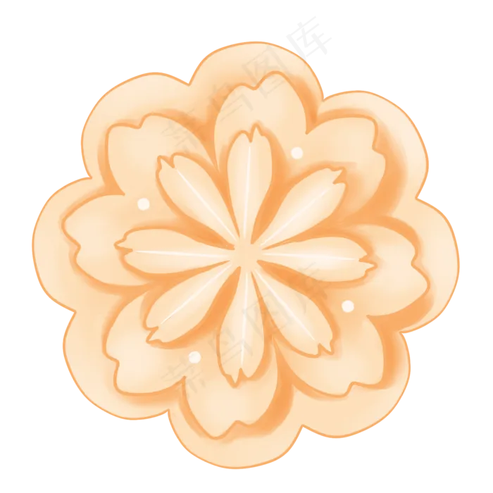 节日橙色边框立体剪纸花,免抠元素(2050X2050(DPI:299))psd模版下载