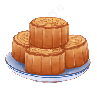 中国风水彩画中秋节月饼