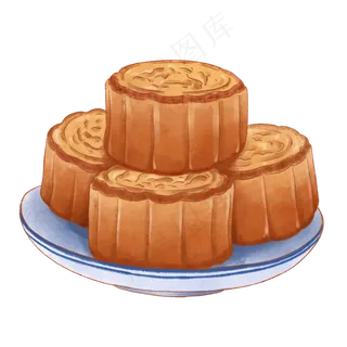 中国风水彩画中秋节月饼