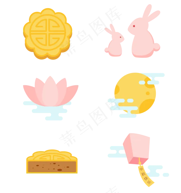 中秋节集合图标(3000X3000(DPI:300))ai矢量模版下载