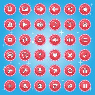 可爱的按钮边框糖果，游戏图标gui。