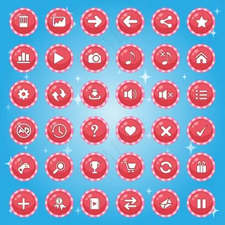 可爱的按钮边框糖果，游戏图标gui。