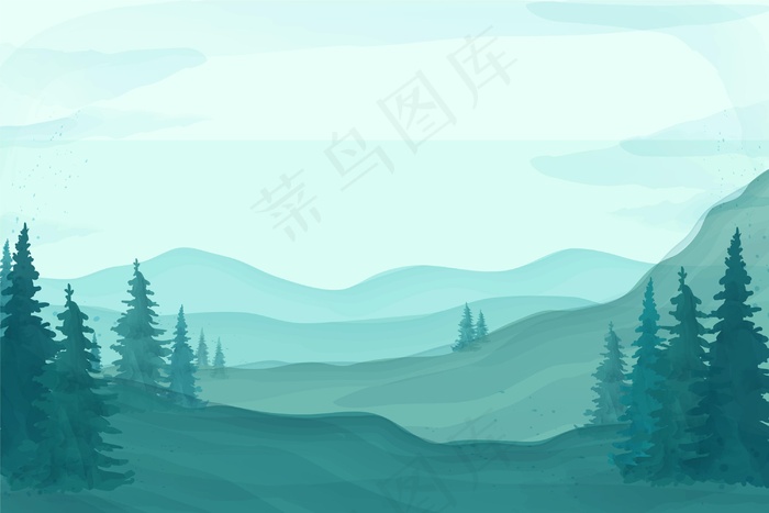 手绘自然背景eps,ai矢量模版下载