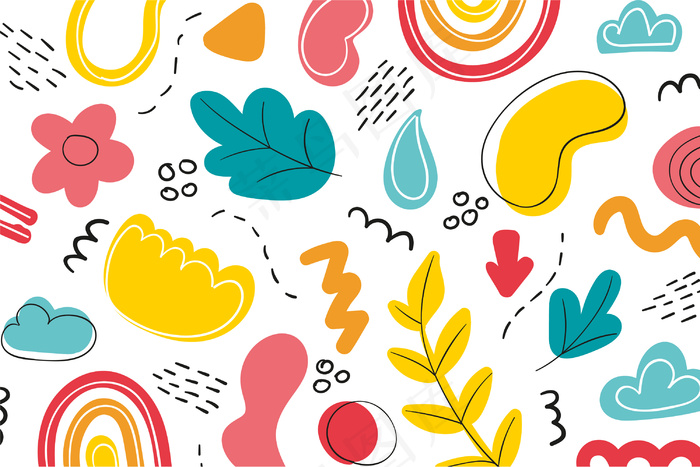 手绘抽象有机形状背景