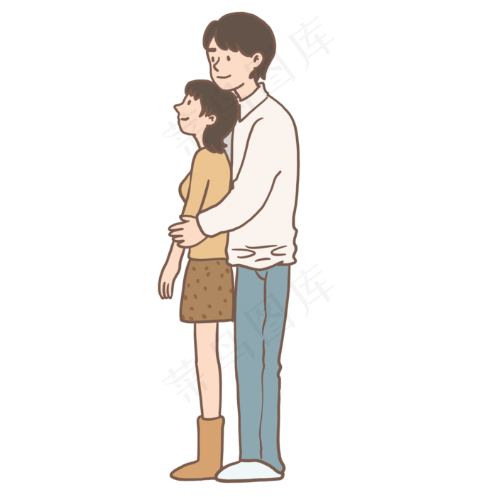 情侣相会求婚七夕情人节手绘免抠(2000X2000(DPI:300))psd模版下载