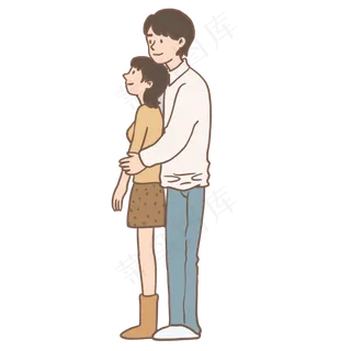 情侣相会求婚七夕情人节手绘免抠