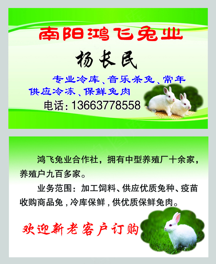 鸿飞兔业名片psd模版下载