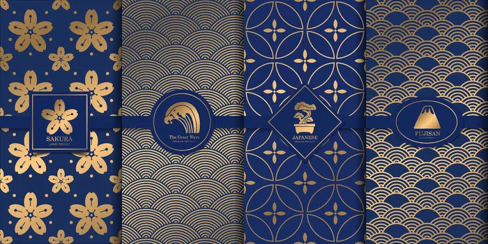 豪华金色图案日本设计。eps,ai矢量模版下载