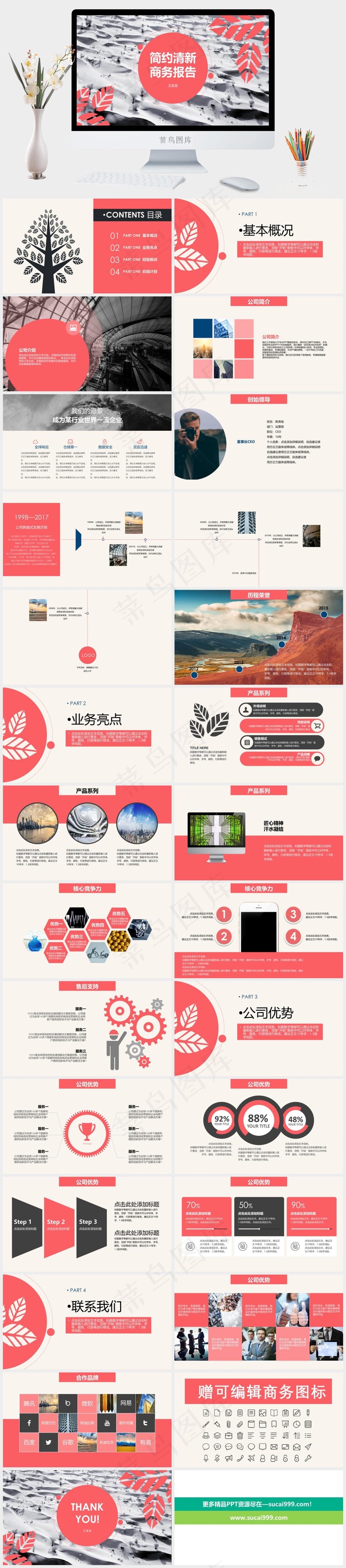 商务报告清新计划灰色营销实景风PPT模板