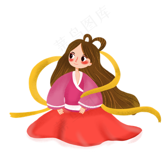 七夕节织女卡通