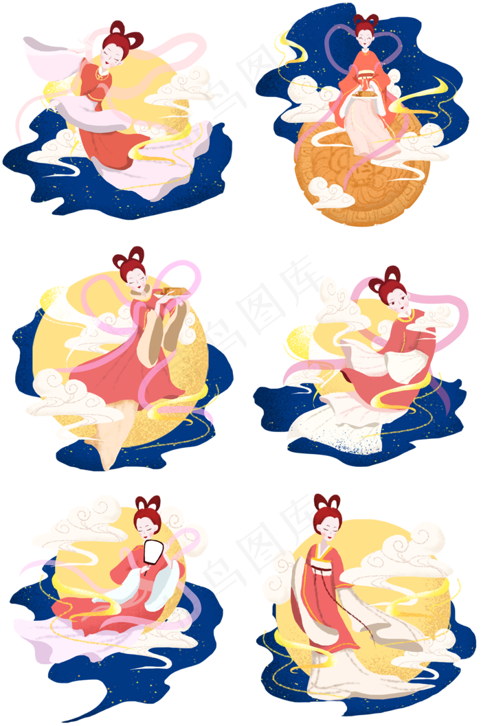 嫦娥和月饼圆月过中秋(2000X3020(DPI:300))psd模版下载