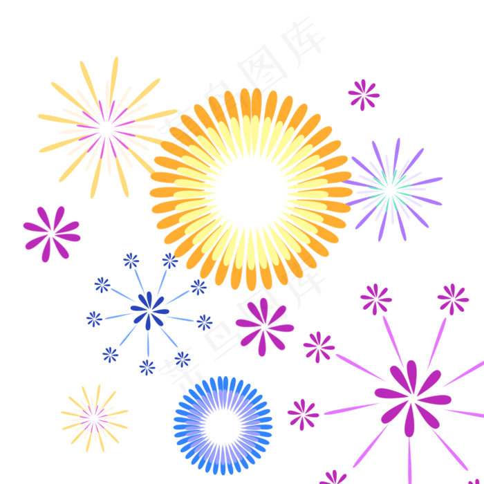 节日燃放的烟花(3000X3000(DPI:300))psd模版下载