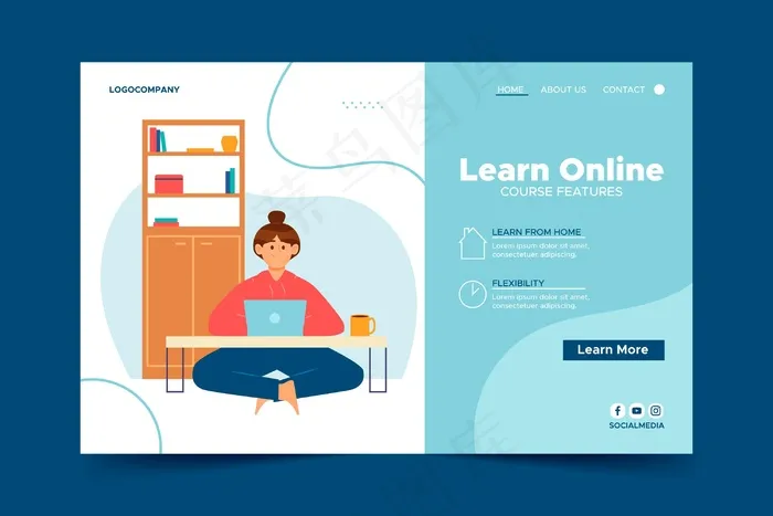 在线课程的登录页模板eps,ai矢量模版下载